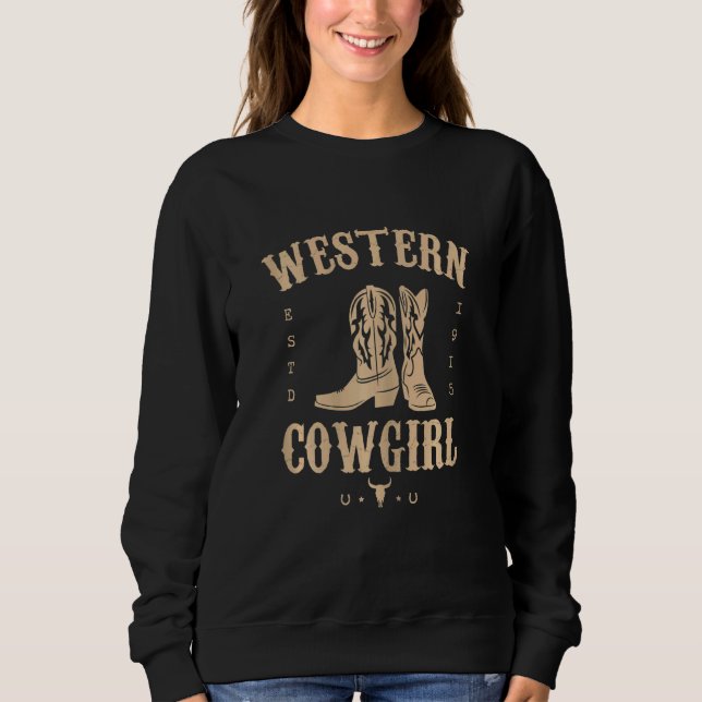Womens Western Cowgirl Yeehaw Hippie Boho Cow Bull T Shirt (Framsida)