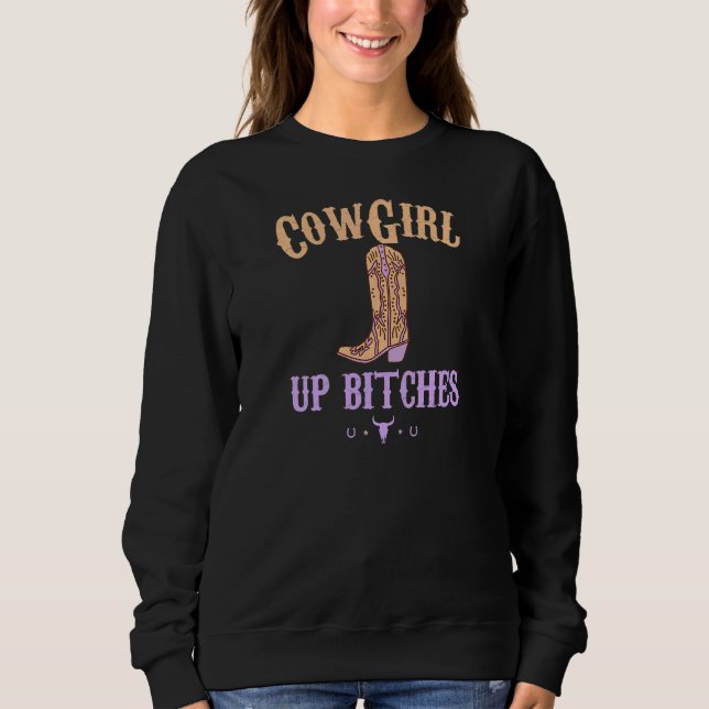 Womens Western Cowgirl Yeehaw Hippie Boho Cow Bull T Shirt (Framsida)