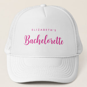 Womens White & Shock rosa Bachelorette Brudens sid Keps