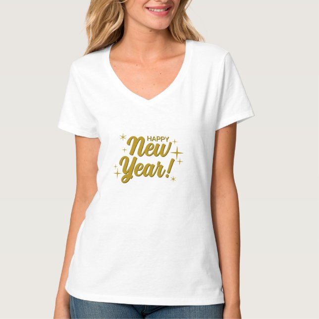 Women's white t-shirt - Happy New Year with an ele (Framsida)