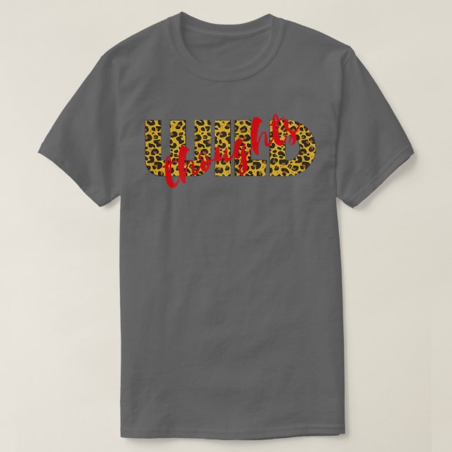 Womens WILD Thoughts Leopard Cheetah Print Red  T Shirt (Design framsida)