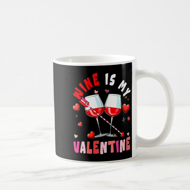 Women's Wine Is My Valentine Hearts Matching Drink Kaffemugg (Höger)
