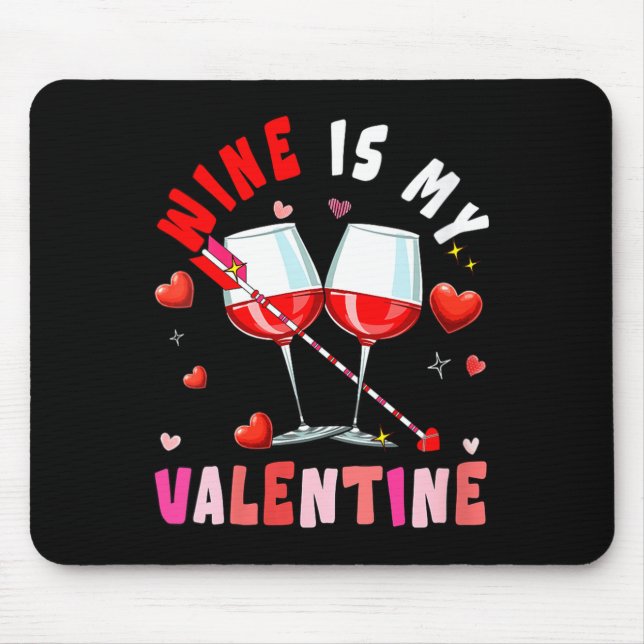 Women's Wine Is My Valentine Hearts Matching Drink Musmatta (Framsidan)