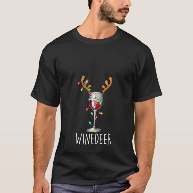 Womens Winedeer Reinbeer Santa Hat Reindeer Couple T Shirt (Framsida)