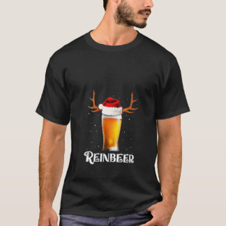 Womens Winedeer Reinbeer Santa Hat Reindeer Couple T Shirt