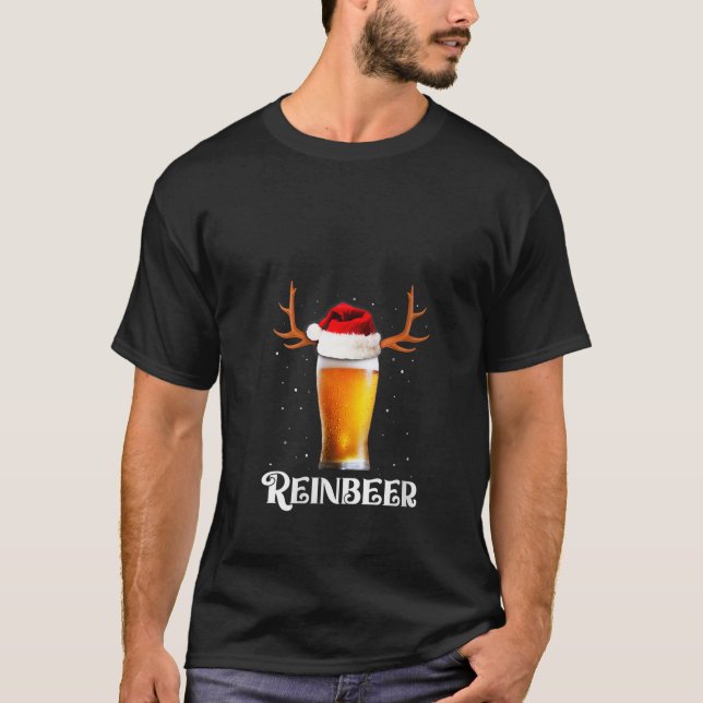 Womens Winedeer Reinbeer Santa Hat Reindeer Couple T Shirt (Framsida)