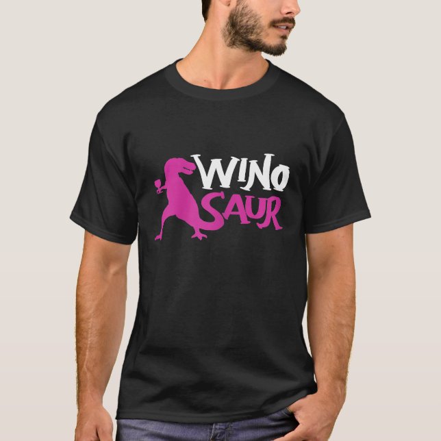 Womens Winosaur Wino Saur Dinosaur Drinking T Shirt (Framsida)
