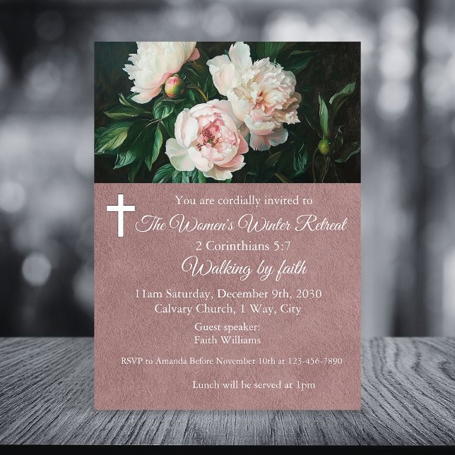 Women's Winter Retreat Pink Floral Church Inbjudningar (Skapare uppladdad)