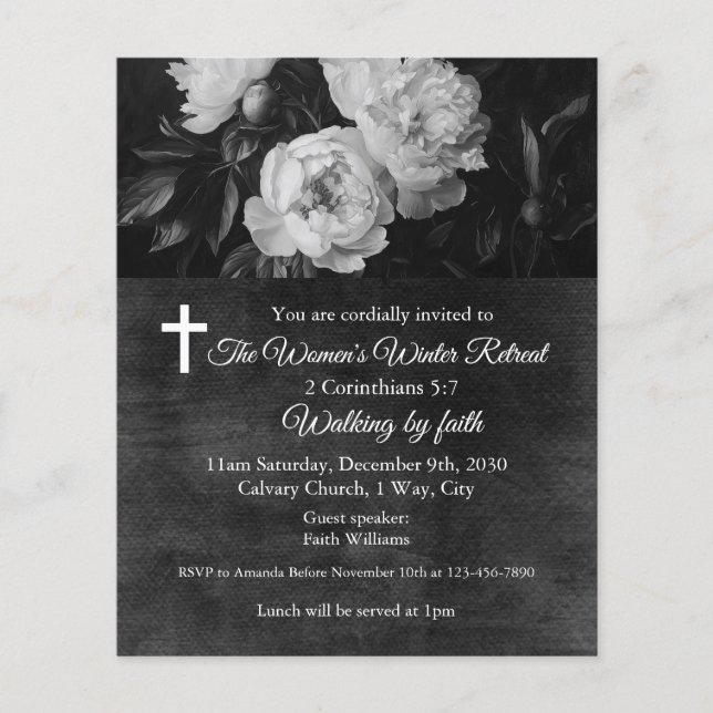 Women's Winter Retreat White Floral Church Flygblad (Framsidan)