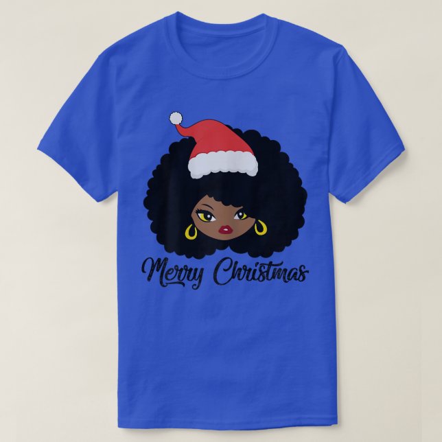 Womens WNbd Santa Hat Black Girl jul Pajama T Shirt (Design framsida)