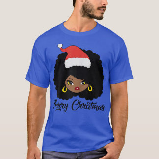 Womens WNbd Santa Hat Black Girl jul Pajama T Shirt