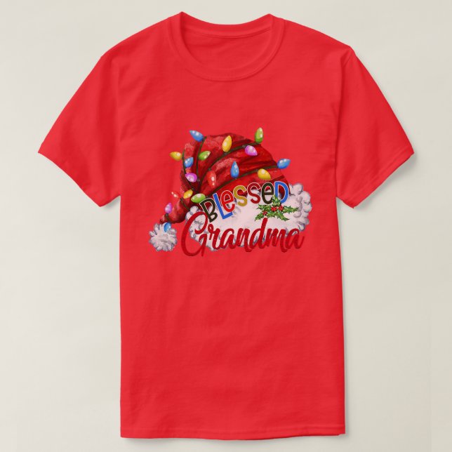 Womens Womens Bllied Grandma Santa Hat jul T Shirt (Design framsida)