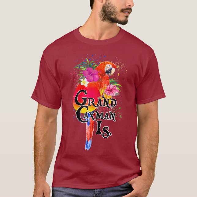 Womens Womens Grand Cayman Islands Parrot Tee (Framsida)