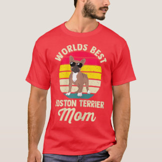 Womens World's Best Boston Terrier Mamma Gräns Col T Shirt