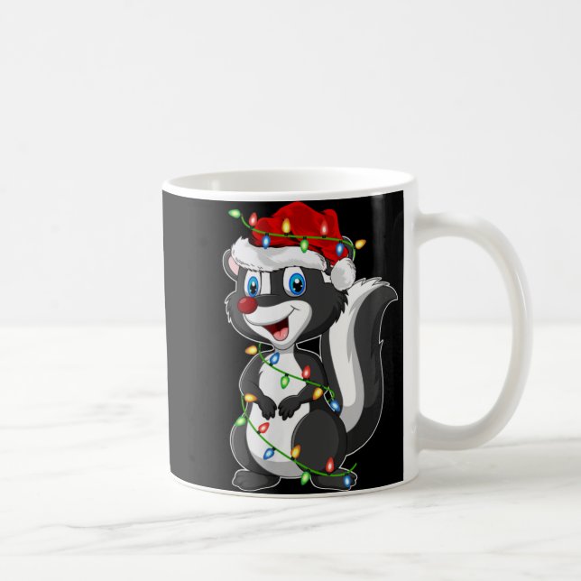 Womens Xmas Lights Santa Hat Skunk Christmas V Nec Kaffemugg (Höger)