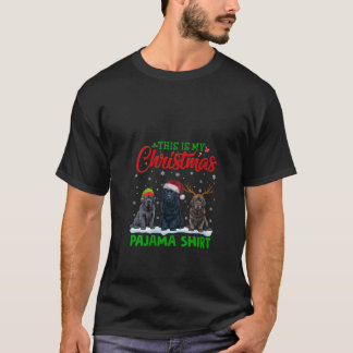 Womens Xmas Santa Hat Reindeer Newfoundland Dog Ch T Shirt