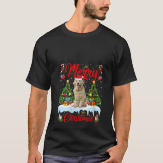 Womens Xmas Tree Lighting Golden Retriever Dog Mer T Shirt