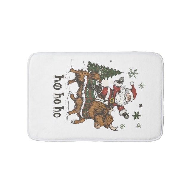 Womens Xmas Tree Lighting Santa Riding Highland Co Badrumsmatta (Framsidan)