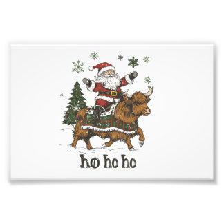 Womens Xmas Tree Lighting Santa Riding Highland Co Fototryck