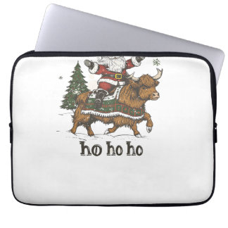 Womens Xmas Tree Lighting Santa Riding Highland Co Laptop Fodral