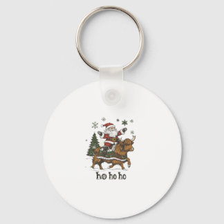 Womens Xmas Tree Lighting Santa Riding Highland Co Nyckelring