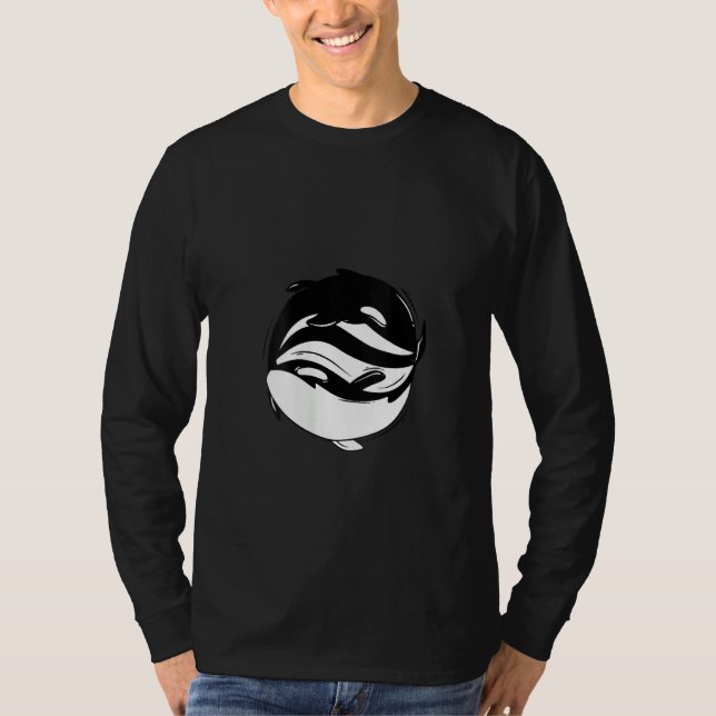 Womens Yin Yang Killer Whale Orca V Neck T Shirt (Framsida)