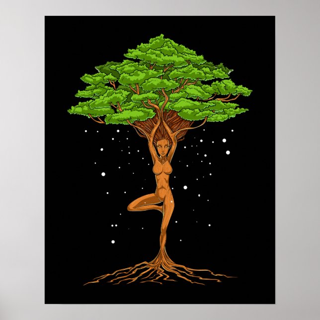 Womens Yoga Livets träd Poster (Framsidan)