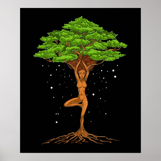 Womens Yoga Livets träd Poster (Framsidan)