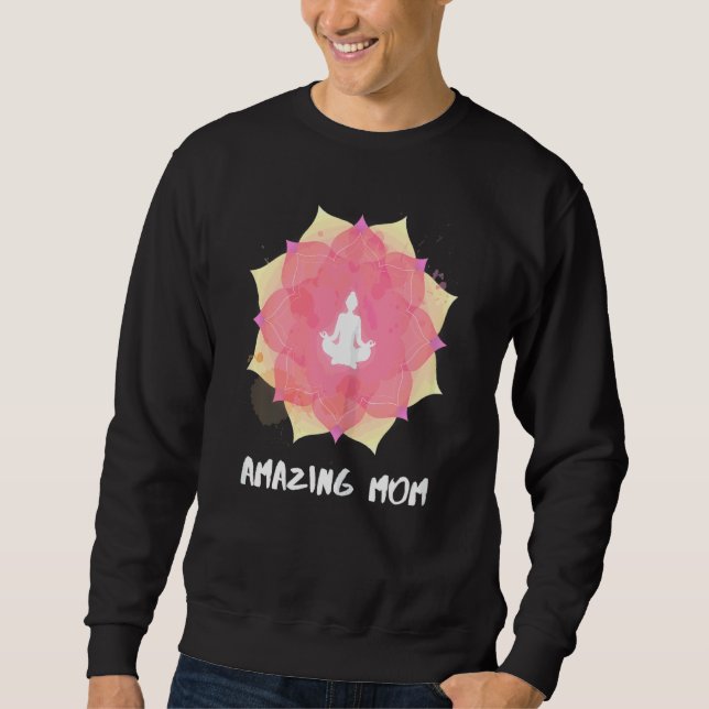 Womens Yoga Mamma Mors dag Mandala 3 Lång Ärmad Tröja (Framsida)
