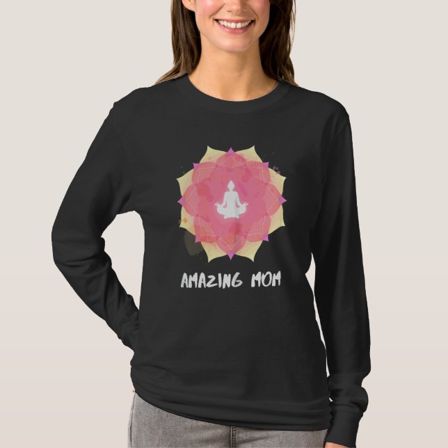 Womens Yoga Mamma Mors dag Mandala 3 T Shirt (Framsida)