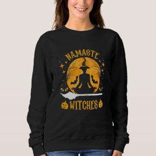 Womens Yoga Namaste Witches Meditate Halloween Cos T Shirt