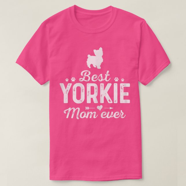 Womens Yorkie Mamma Alltid Rolig hund Mamma Best P T Shirt (Design framsida)