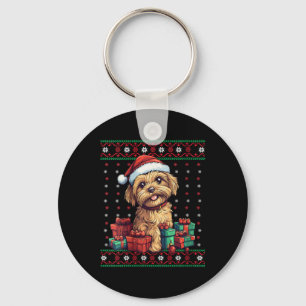 Womens Yorkipoo Santa Hat Hund älskare Julafton Yo Nyckelring