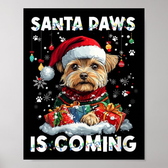 Womens Yorkshire Terrier Julgran Dekoration Poster (Framsidan)