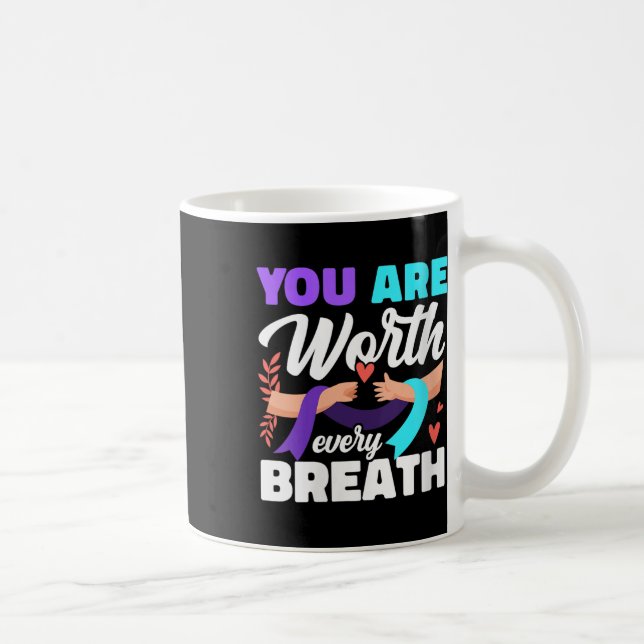 Womens You Are Worth Every Breath Depression Aware Kaffemugg (Höger)