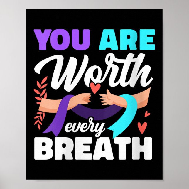 Womens You Are Worth Every Breath Depression Aware Poster (Framsidan)