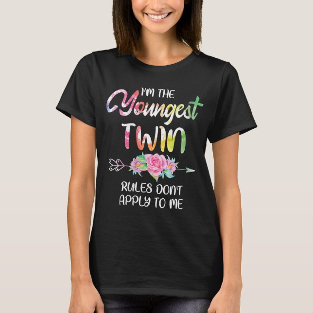 Womens Youngest Twin Shirt Sibling Birthday T Shirt (Framsida)