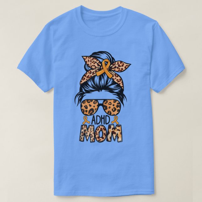 Womens Z4d4 Messy Bun Mamma Orange Ribbon ADHD Med T Shirt (Design framsida)