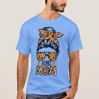 Womens Z4d4 Messy Bun Mamma Orange Ribbon ADHD Med T Shirt