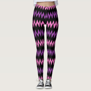 Womens Zig Zag Lila/Rosa Mode Leggings