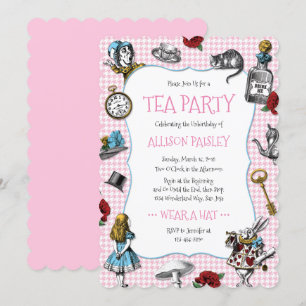 Wondeland Party Rosa Houndstooth Inbjudningar