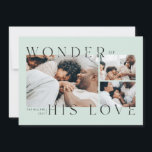 Wonder of His Love Christmas Card Julkort<br><div class="desc">A three-photo Christmas card features minimalism typography and religious greetings.</div>