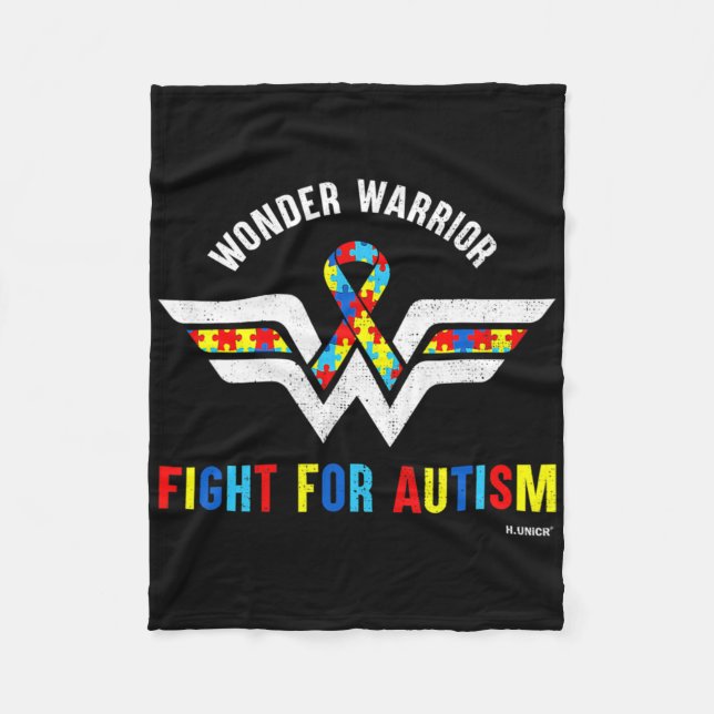Wonder Warrior Kamp För Autistisk Autism Medvetenh Fleecefilt (Framsidan)