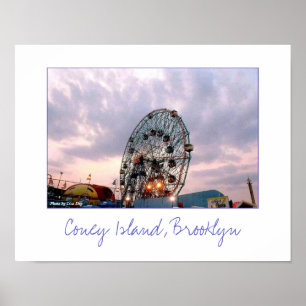 'Wonder Wheel i skymning' Affisch