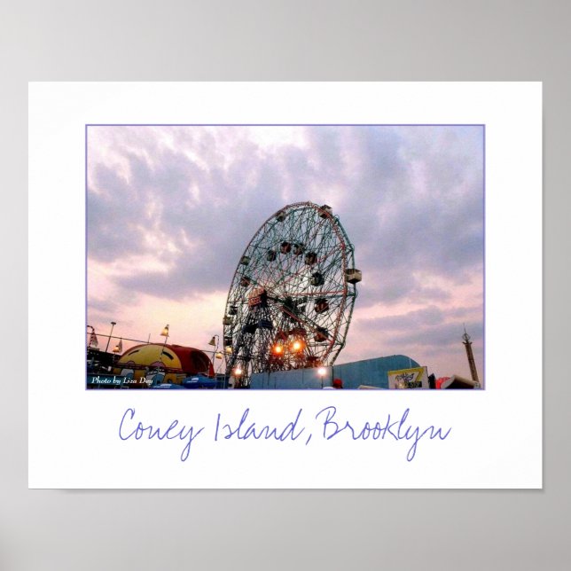 'Wonder Wheel i skymningen' Affisch (Framsidan)