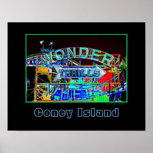 'Wonder Wheel Thrills' Psykedelisk Affisch (Framsidan)