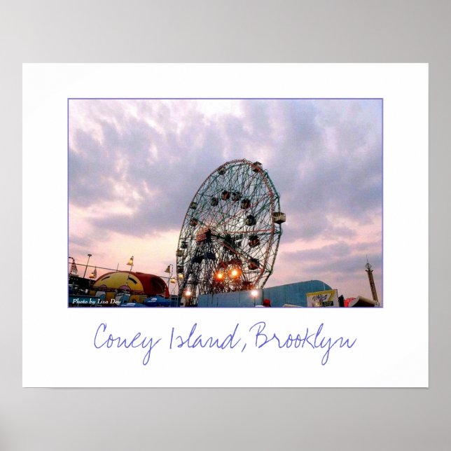 'Wonder Wheel vid skymning' Affisch (Framsidan)