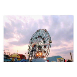 'Wonder Wheel vid skymning' Fototryck