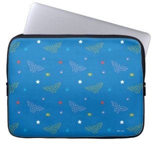 Wonder Woman-logotyp och stjärnor Blått mönster Laptop Fodral