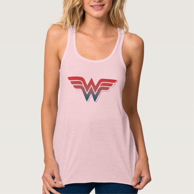 Wonder Woman Red Blue Gradient Logo Linne Med Racerback (Framsida)